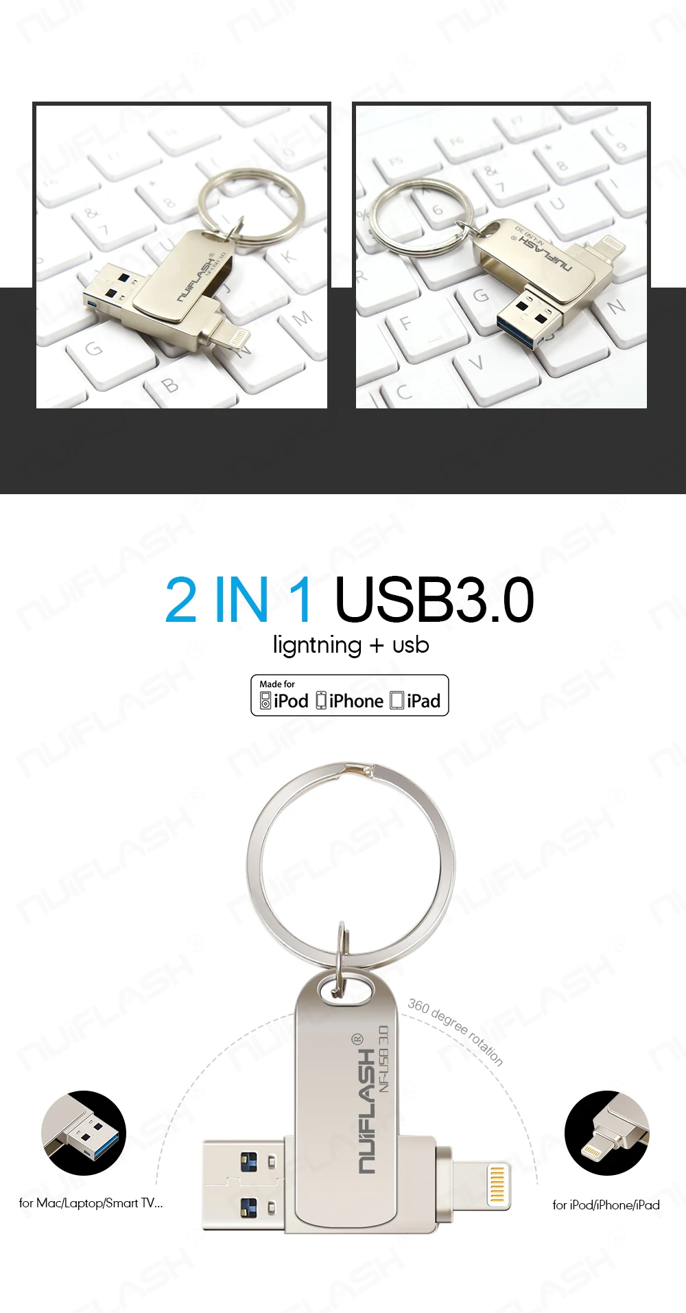 Лидер продаж металлический флэш-накопитель USB 128 ГБ с поддержкой технологии OTG флеш-накопитель 32 Гб 64 Гб Usb 3,0 флэш-накопитель для iPhone X/8 Plus/8 Plus/7 Plus USB флеш-накопитель