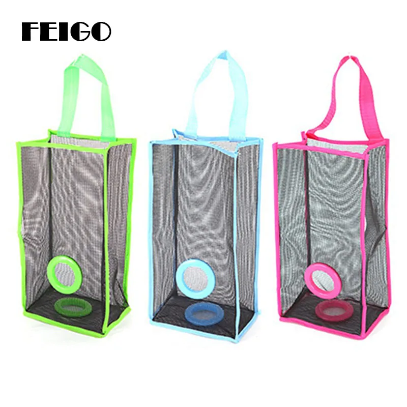 

1 Pcs Home Kitchen Wall-Mounted Garbage Bag Debris Storage Bag Environmental Breathable Mesh Grid Kitchen Storage Products F839