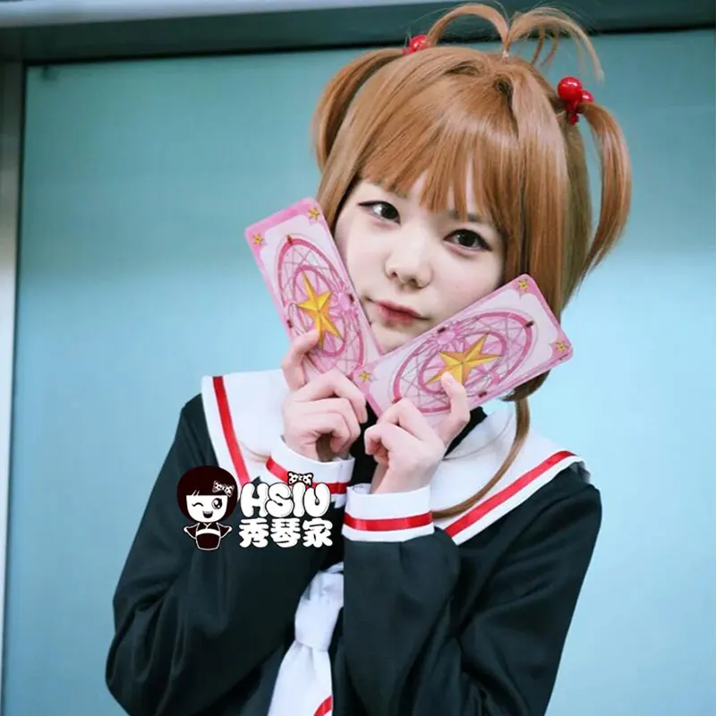 HSIU Новый высокое качество Сакура КИНОМОТО косплей парик карты Captors аниме костюм