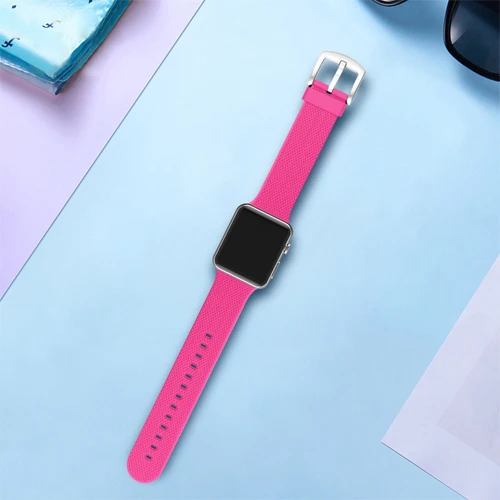 Силиконовый ремешок для apple watch 5 ремешок 44 мм 40 мм iwatch ремешок 42 мм 38 мм тканый узор ремешок для часов apple watch браслет 4 3 2 1 - Цвет ремешка: A-pink