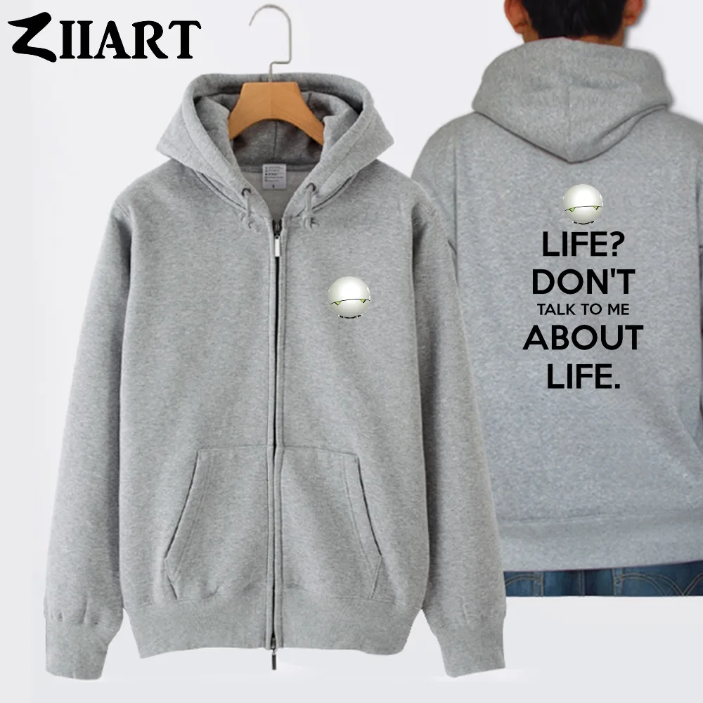 Мужские хлопковые куртки с капюшоном на молнии принтом робота Марвина | Мужская