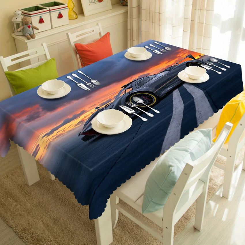 

Cartoon Bumblebee Sports Car Printed 3d Tablecloth Thicken Polyester Waterproof Rectangular&Round Table cloth Restaurant Textile