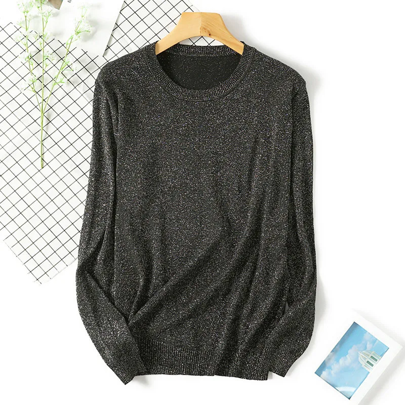

Hot Fashion Shiny Lurex Knitted Sweater Female Sexy Sweater Women Pullover Sweater Women Winter Pullover Loose Jumper Pull Femme