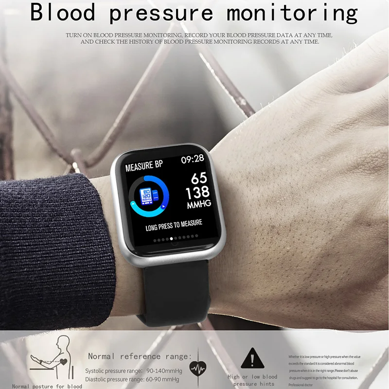 KIWITIME Smart Watch P70 Sports Bracelet Fitness Heart Rate Blood Pressure Monitor Women Smartwatch for Apple iPhone iOS Android