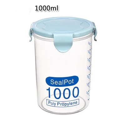 L 1000ml light blue Прозрачные пластиковые герметичные холодильная камера свежие канистры canker контейнер контейнеры для хранения кухонные Организации - Цвет: L 1000ml light blue