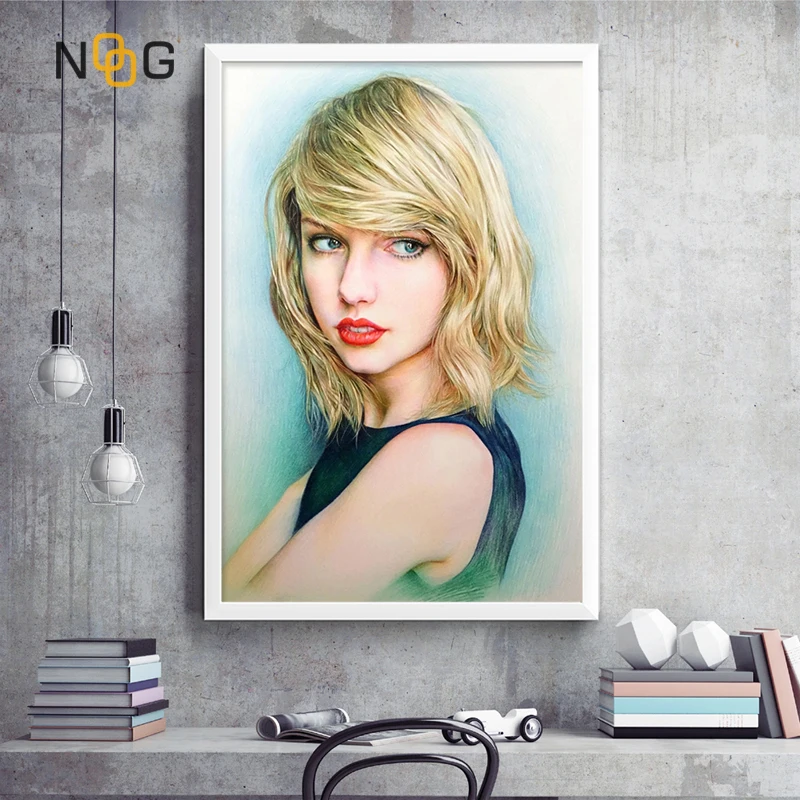 Постер NOOG Taylor Swift с ручной росписью постер на стену суперзвезда Картина холсте