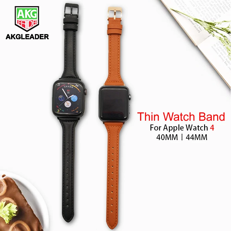 

Новинка, тонкий ремешок AKGLEADER T-образной формы для часов Apple Watch Series 4 40-44 мм, ремешок из натуральной кожи для iWatch 1 2 3, ремешок для часов