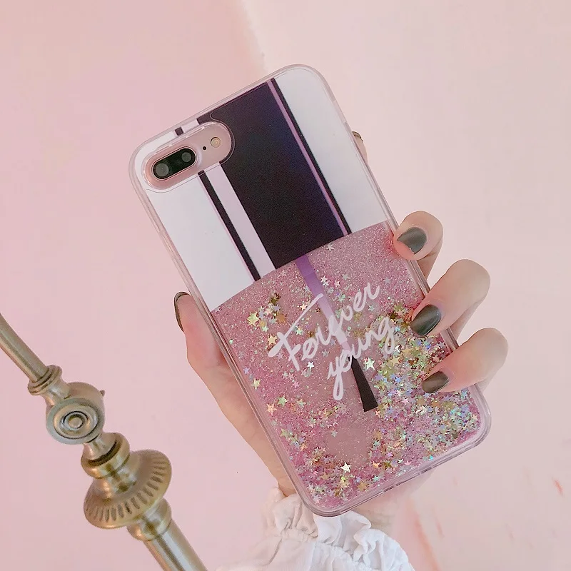 Блестящий чехол с рисунком дрейфа песка для iPhone6/S 7 8 Plus X XSMAX лак ногтей блестки во