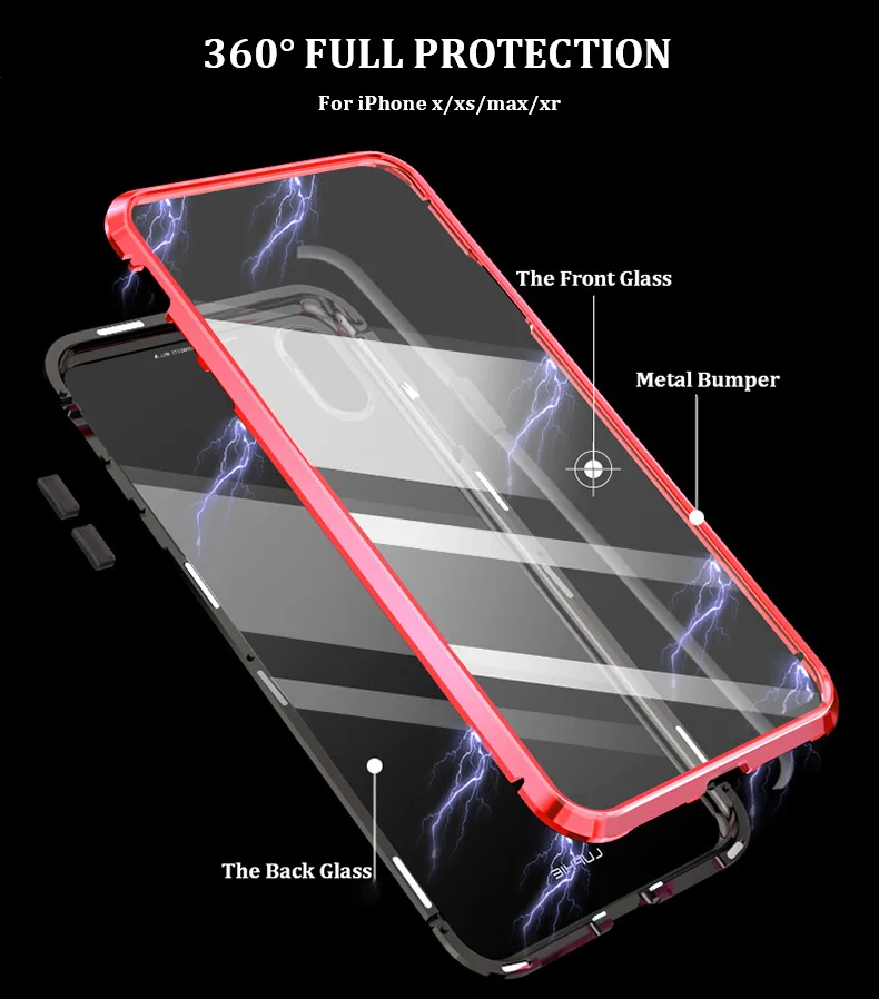 Передний Задний стеклянный чехол для iPhone11 Pro max чехол Магнитный 360 Полный корпус защитный Алюминиевый металлический каркас Забавный Чехол Для iPho