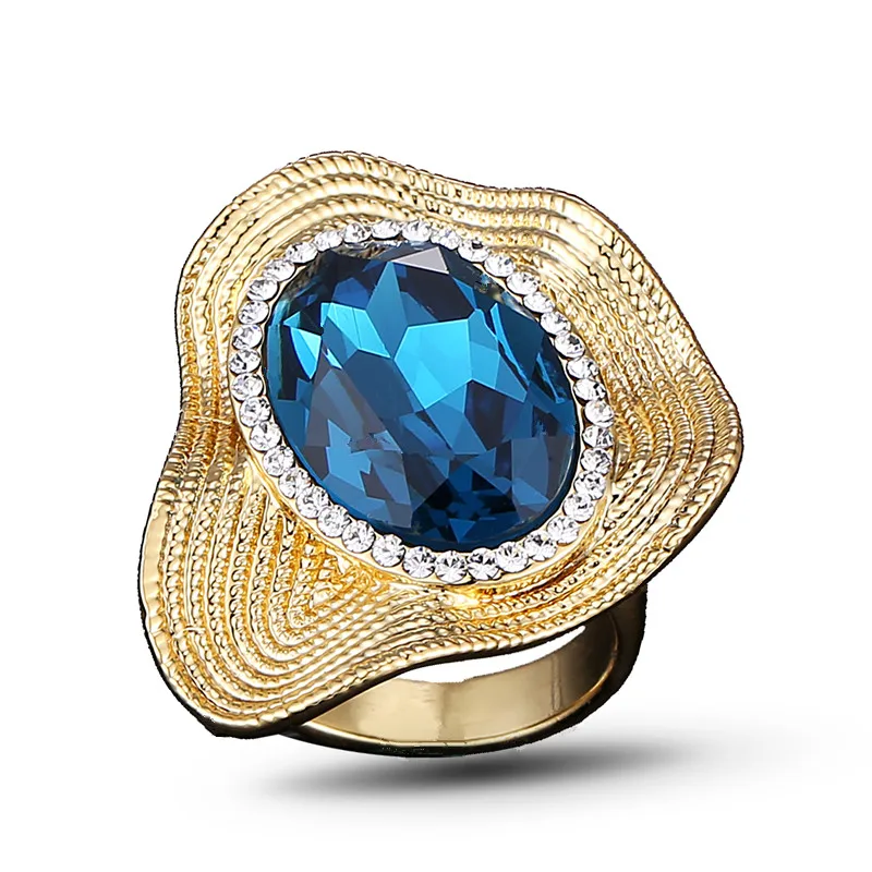 2019 Новая мода светло желтого золота цвета уникальный дизайн украшения с синим
