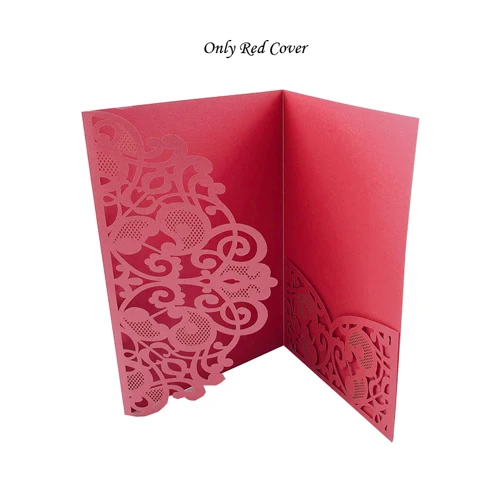 Only Red Cover 50 шт. синий белый элегантный полый лазерный разрез свадебные пригласительные открытки на заказ бизнес с открытка RSVP вечерние принадлежности - Color: Only Red Cover