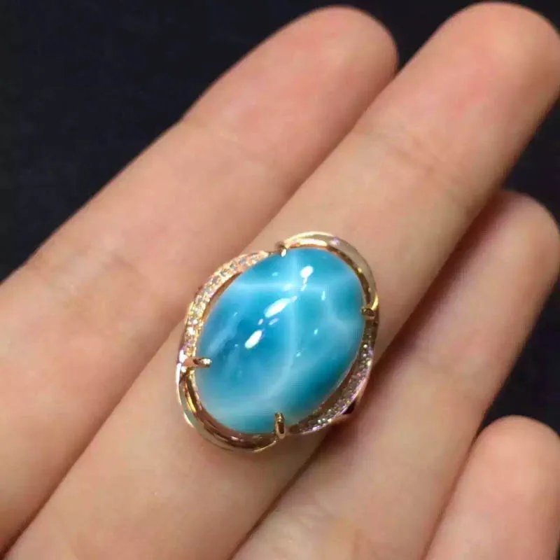 CSJ натуральный Larimar кольца Стерлинговое Золото 10 к с 10ct Larimar Fine Jewelry Свадебные обручальные кольца для женщин дамы девушки подарок