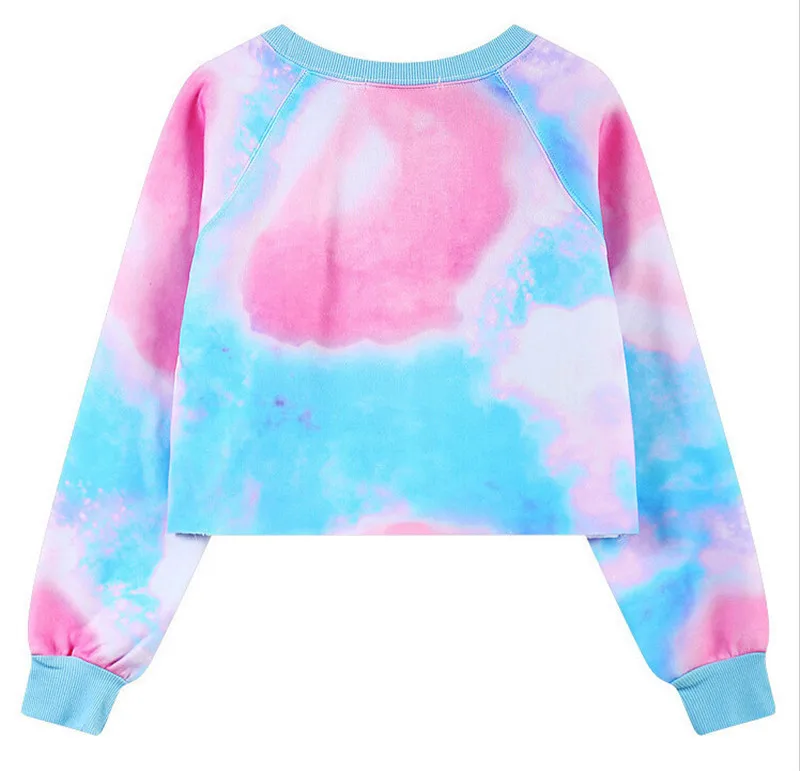Укороченный пуловер SS Tie Dye для пупка розовая толстовка с принтом LOVE разноцветная