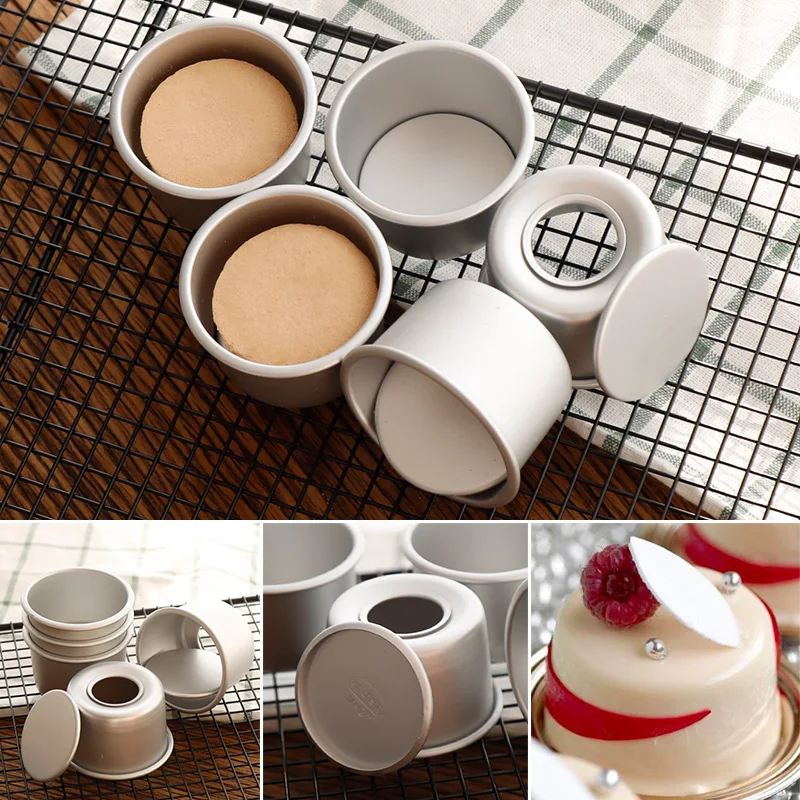 

2inch Round Mini Cake Mold Aluminum Alloy Cupcake Pan Removable Bottom Pudding Mold DIY Baking Mold For Cakes Baking Tools