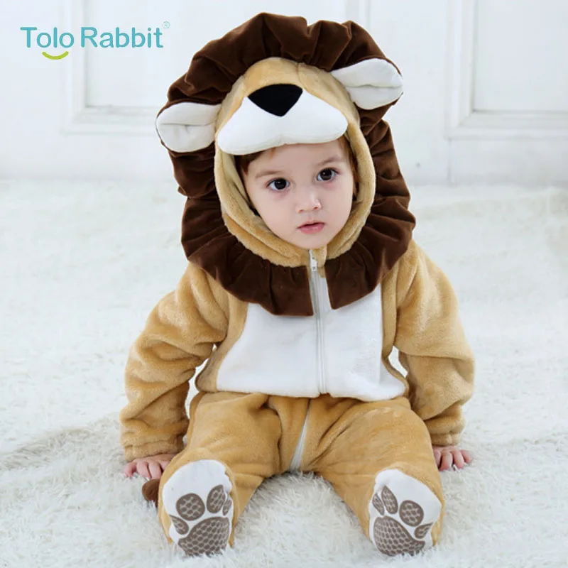 Baby Cartoon Rompers Newborn Hooded Toddler Clothing Boys Girls Minions Animal Jumpsuit Playsuit Costume Flannel Baby Rompers