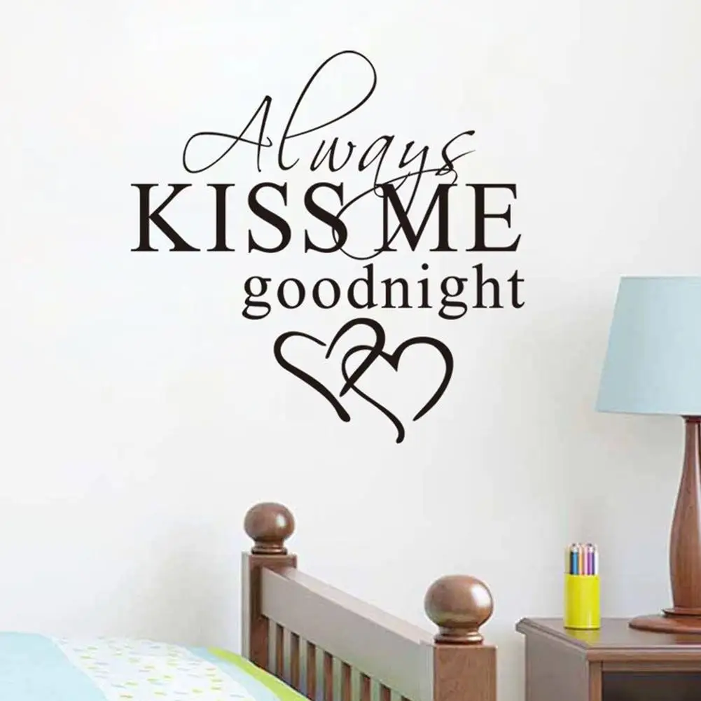 Художественная Наклейка на стену с надписью Always Kiss Me Goodnight Виниловая наклейка для