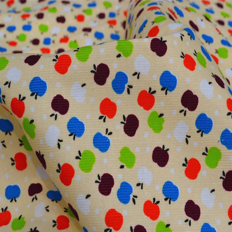 Симпатичная яркая фланелевая ткань с яблоками и фруктами ZY 50x105 см из 100% хлопка
