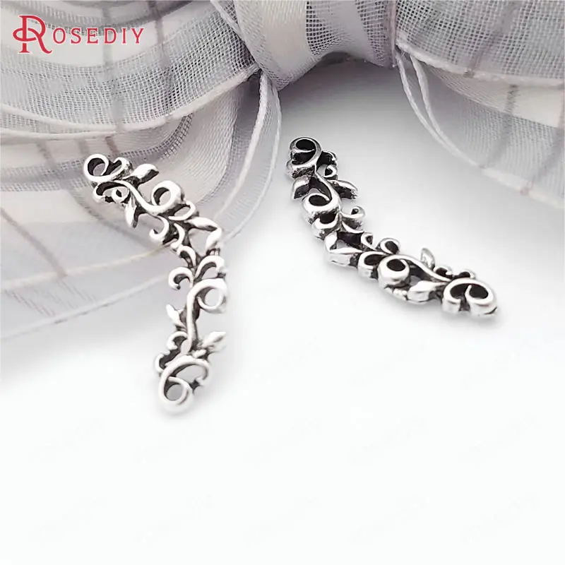 50PCS 24x8MM Antique Bronze Gold Color Silver Zinc Alloy Flower vine Charms Jewelry Making Supplies Diy Findings Accessories | Украшения и