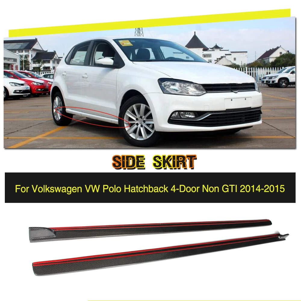 Углеродного волокна/FRP гонки боковых юбок для губ расширение для Volkswagen VW Polo Hatcback 4-двери
