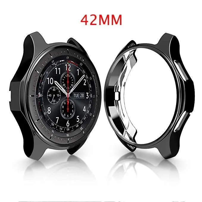 Для samsung Galaxy Watch 46 мм 42 мм чехол Высокое качество ТПУ Тонкий Смарт-часы Защитный чехол рамка Smartwatch аксессуары - Цвет: Black 42MM