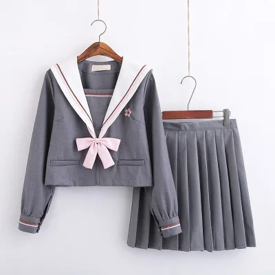 long sleeve Японские девушки косплей Униформа Hell Jk матросский костюм Япония Южная Корейская Униформа британская школьная форма Одежда для девочек C32151AD - Цвет: long sleeve
