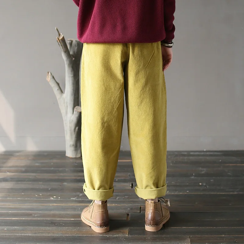 Женские вельветовые штаны шаровары хлопковые Свободные повседневные с