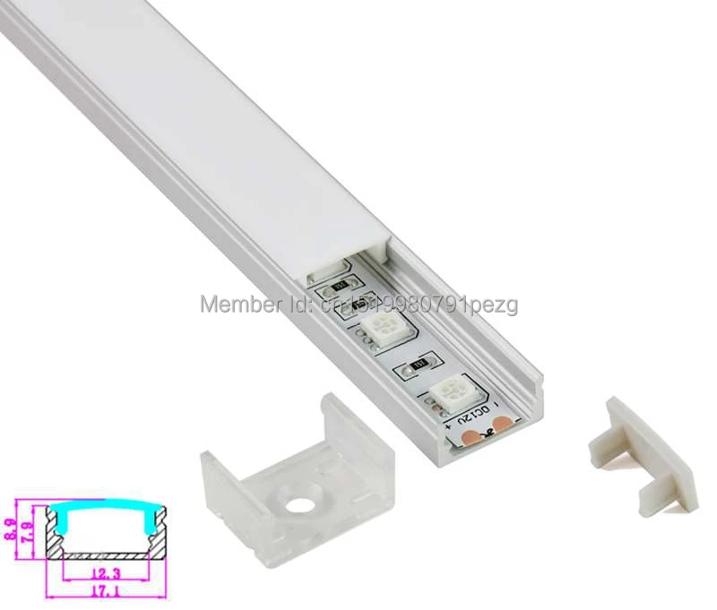 10 X 1M Sets/Lot U type Led tape extrusion profile and profilleisten alu led strip 5050 for recessed wall lights