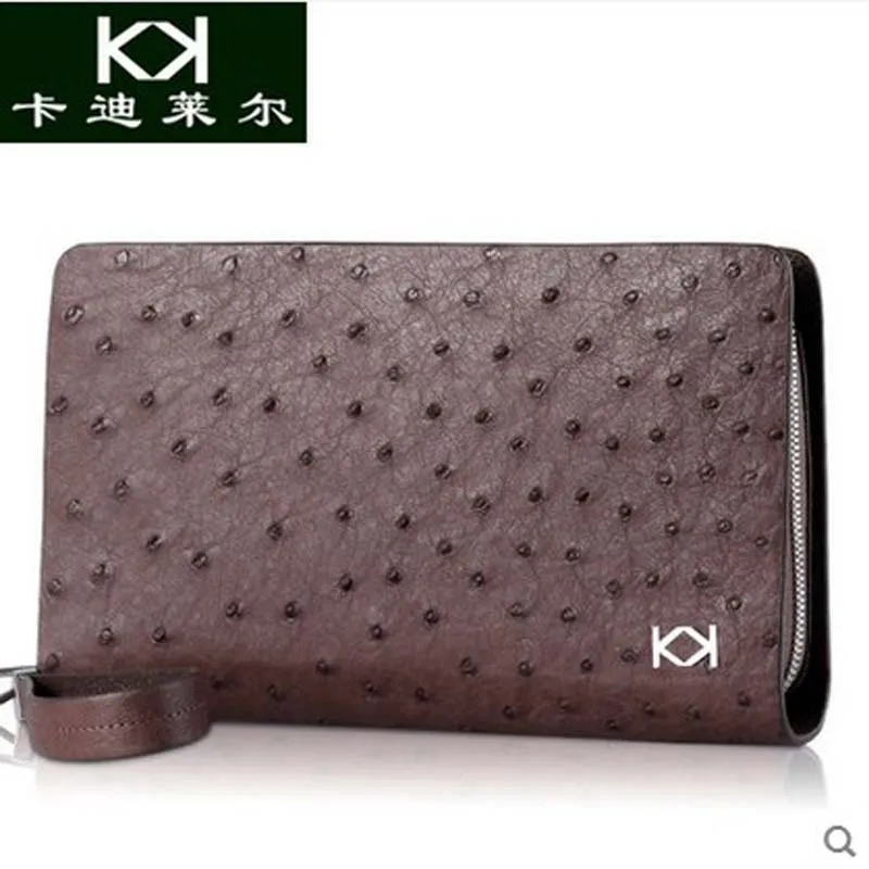 

KADILER new hot free shipping import ostrich leather handbags man leather business bag hand bag luxury long man purse