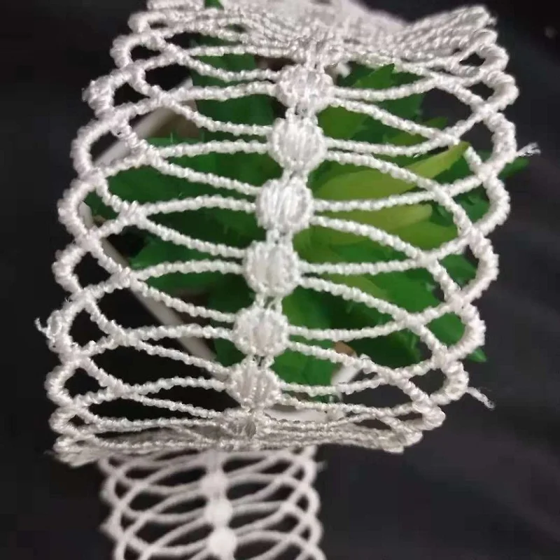 3 ярда 40 мм молочный шелк цветок отверстия вышитая сетка ткань лента ручная