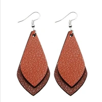new trendy pu leather layered kite shape bohemian drop statement earrings geometric boho jewelry