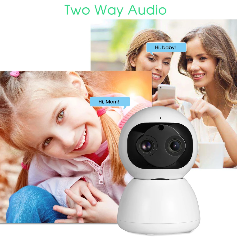 Умная wifi ip-камера 1080P с двойным объективом Телефото и широкоугольная панорамная камера с управлением через приложение для пожилых детей, домашних животных, камера безопасности
