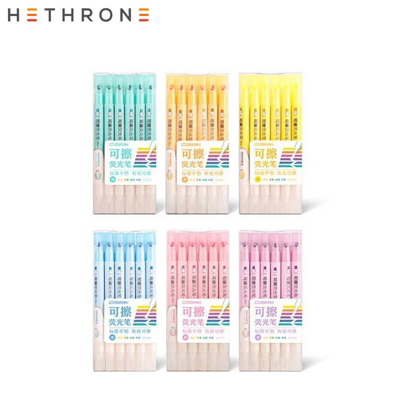 Hethrone 6 шт Двойная Головка стираемый маркер ручка флуоресцентные Fineliner ручки