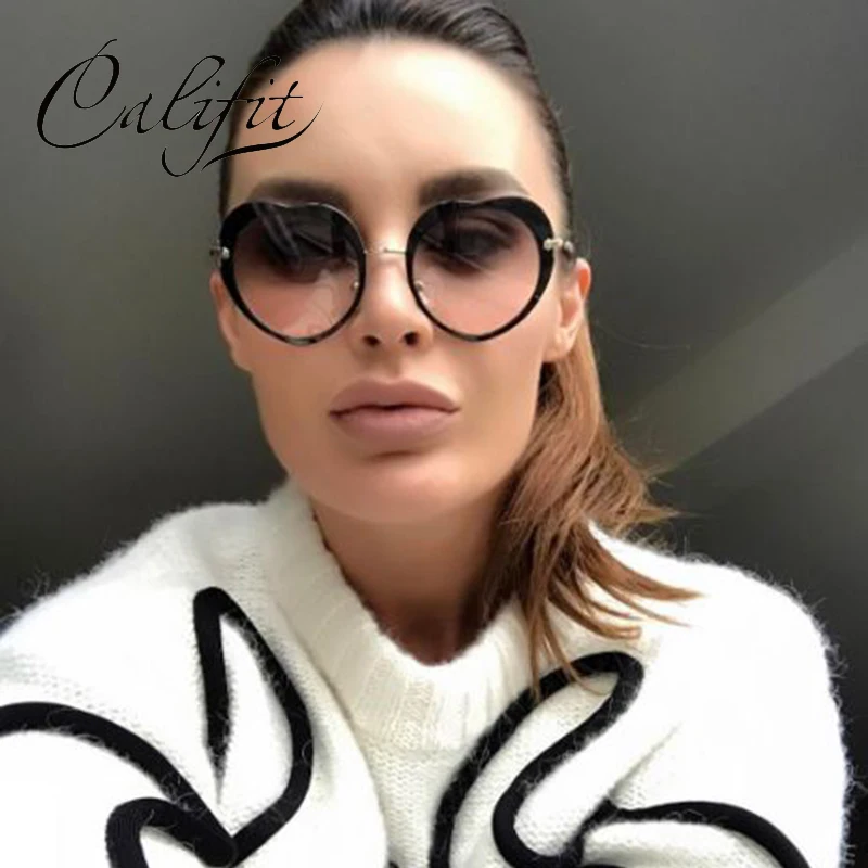 CALIFIT модные стильные розовые зеркальные солнцезащитные очки для женщин с милым