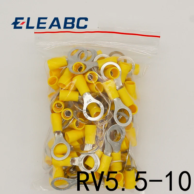 RV5.5 10 желтый кольцевой изолированный клеммный наконечник 4 6mm2 кабельный провод