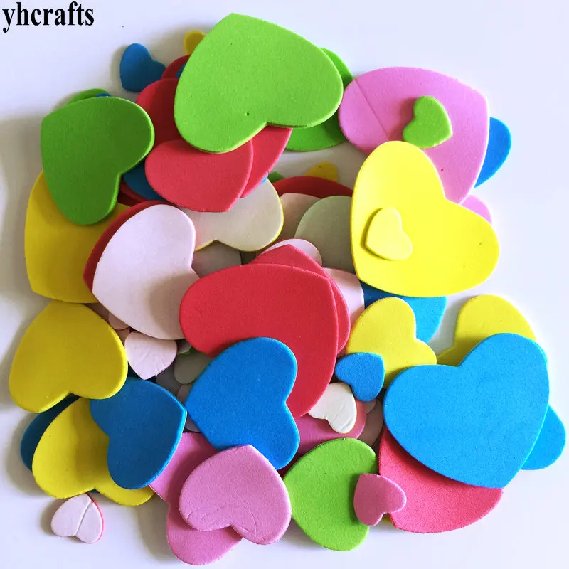 100PCS hearts 1 пакетов/лот, 10 цветов 1 см пенопластовый мозаичный куб наклейки для рукоделия материал творческие Необычные игрушки ручной работы домашние работы в детском саду Раннее Обучение - Цвет: 100PCS hearts
