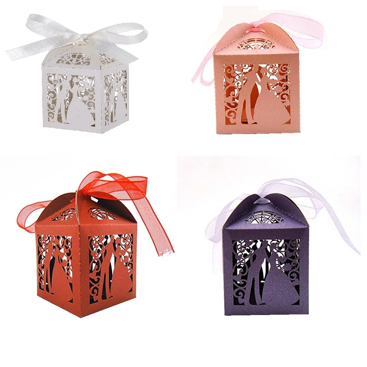 100 шт. роскошные дизайнерские конфетные коробки с лентой для украшения