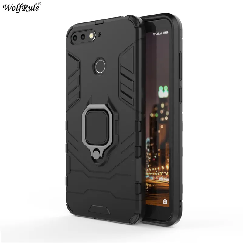 DarkBlack Чехол для huawei Honor 7C чехол AUM-L41 кольцо держатель бампер чехол для телефона для huawei Honor 7C чехол Русская версия 5,7 дюймов - Цвет: DarkBlack