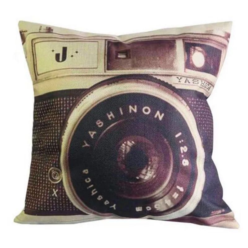 

10Pcs/Set 45x45cm/17.7"x17.7" 3D Printing Vintage Camera Pillow Cover Soft Pillow Cover Bed/Seat pillow cover