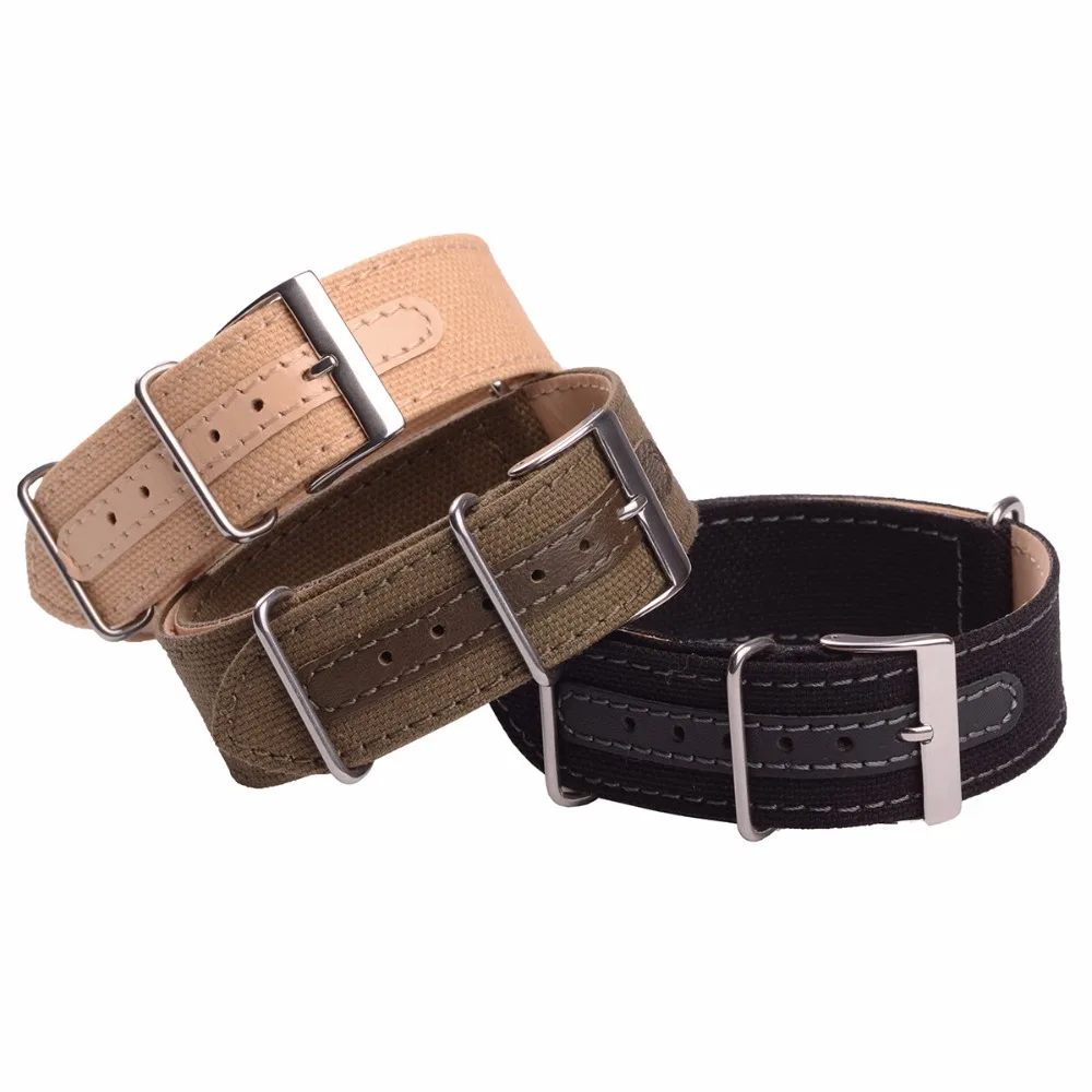 Новое поступление ремешок для часов из натуральной кожи нейлоновый холщовый с 4