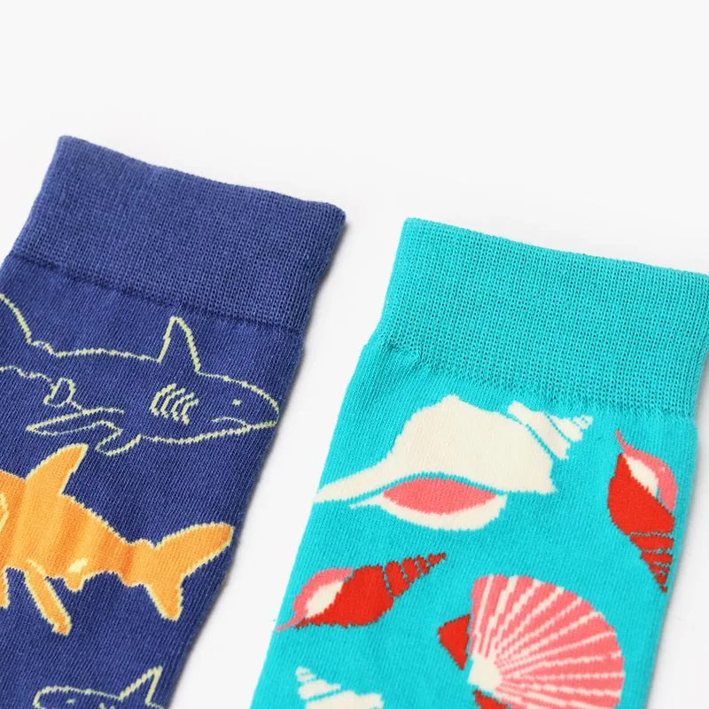 

[WPLOIKJD]Unisex Harajuku Mens Animals Socks Seafood Crew Wedding Men Socks Cotton Breathable Sokken Funny Calcetines Hombre