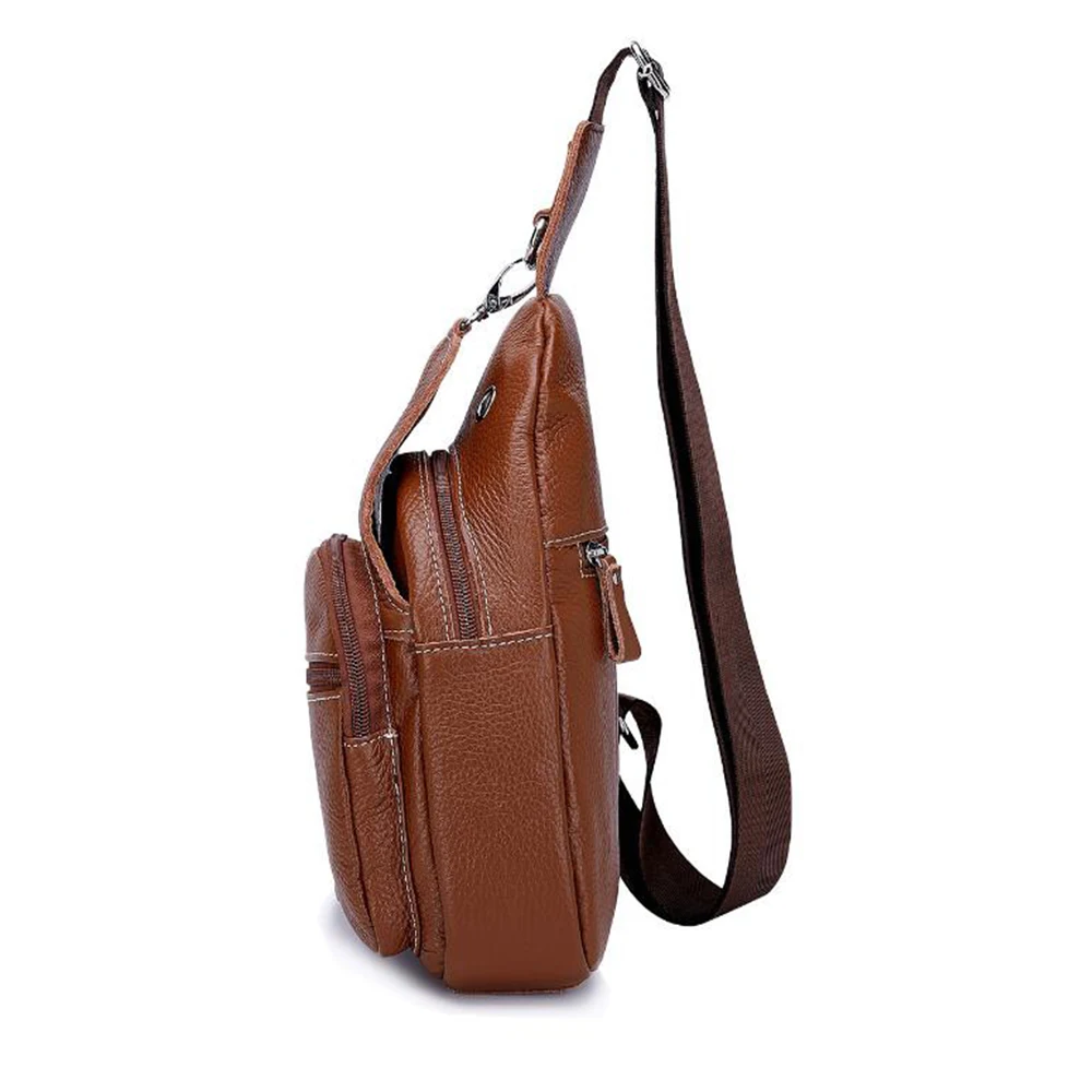 Explosive quality Genuine Leather Mens Sling Bag business travel Single Shoulder Bags Men Chest Pack Messenger Crossbody | Багаж и сумки