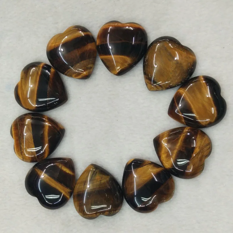 

2016 new good quality natural tiger eye stone heart shape cab cabochons beads for jewelry making 25mm wholesale 10pcs/lot free