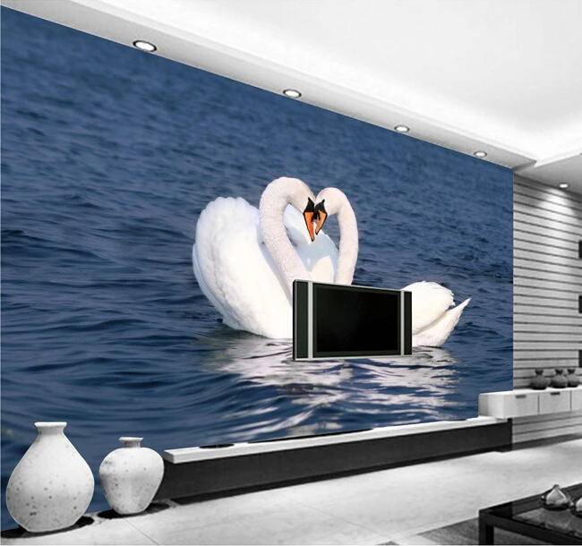 3D фрески на заказ красивый романтический лебедь обои для гостиной дивана