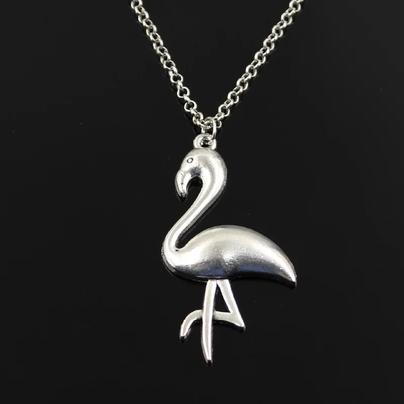 Simple Classic Fashion Single Stand Crane Flamingo Antique Silver Color Pendant Short Long Chain Necklaces Jewelry For Women | Украшения и