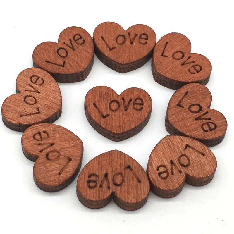 Деревянная кнопка в форме сердца кофейная Кнопка без отверстия d Детские