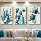Скандинавская Картина на холсте Цветы плакат синий цветочный настенный художественный принт для винтажной гостиной декоративные настенные картины