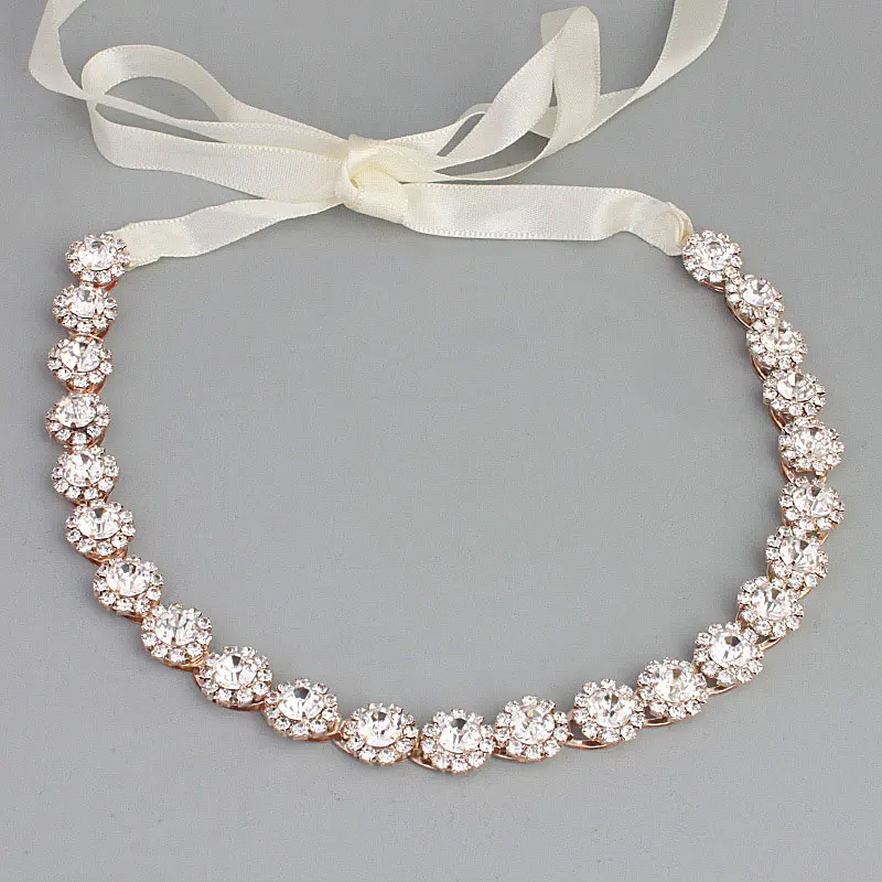 Rose Gold Color SA SILVERAGE свадебные ободки для волос с цветами и кристаллами для женщин, серебро/розовое золото/золото, аксессуары для волос, головной убор невесты, 1 шт - Цвет камня: Rose Gold Color
