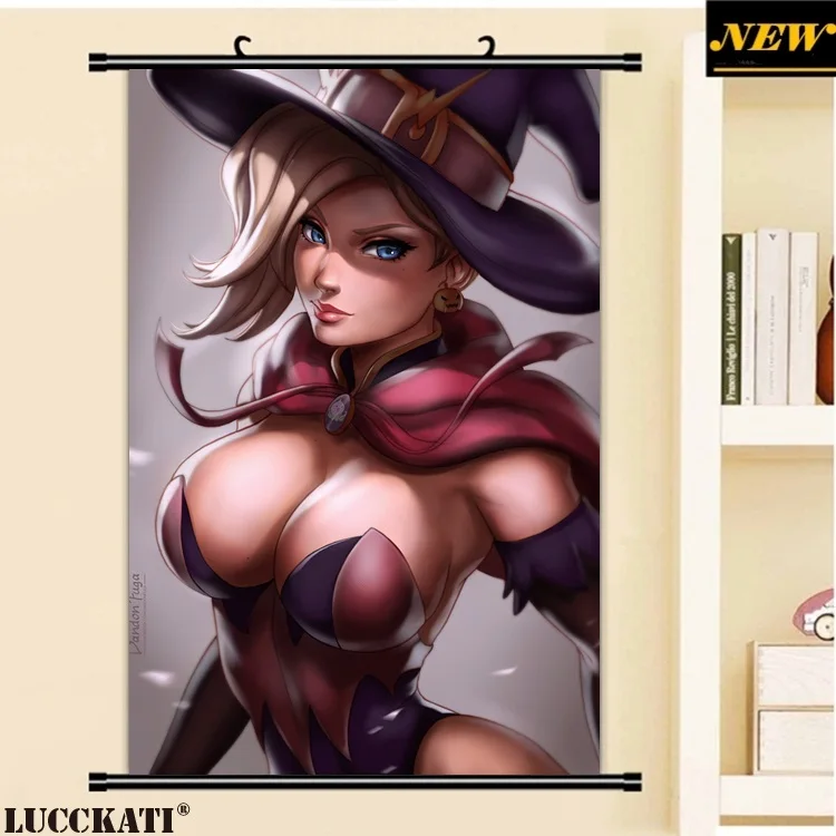 40X60 см D. Va Mercy Widowmaker Tracer соски без бюстгальтера голый лоли cameltoe мультфильм аниме Настенная картина прокрутка холст живопись плакат - Цвет: V