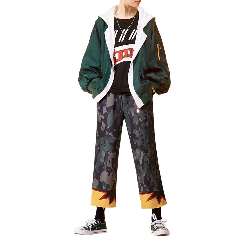 Мой герой Академии bakugou костюм Кацуки для косплея зеленый мода ежедневно форма