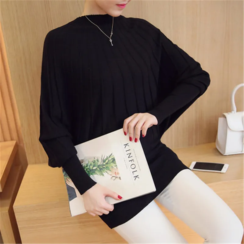 Sweater women clothes 2018 Fashion Autumn Winter Women Knitted Sweaters and Pullovers Batwing Sleeve Long Knitwear Femme ZY4250 | Женская
